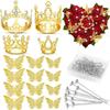 Princess Crown Butterflies Stickers Valentine's Day Gift Decoration Flower Ornament Decor Party Birthday Supplies Accessories