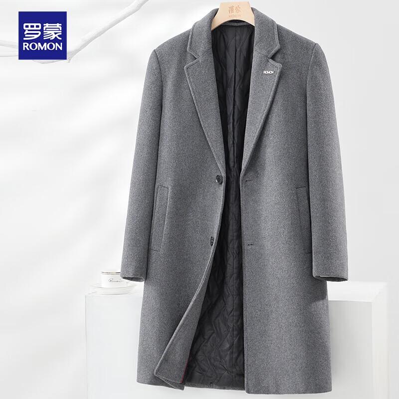 Romens Men's Wool Blend Thickened Mid-Length Winter Coat