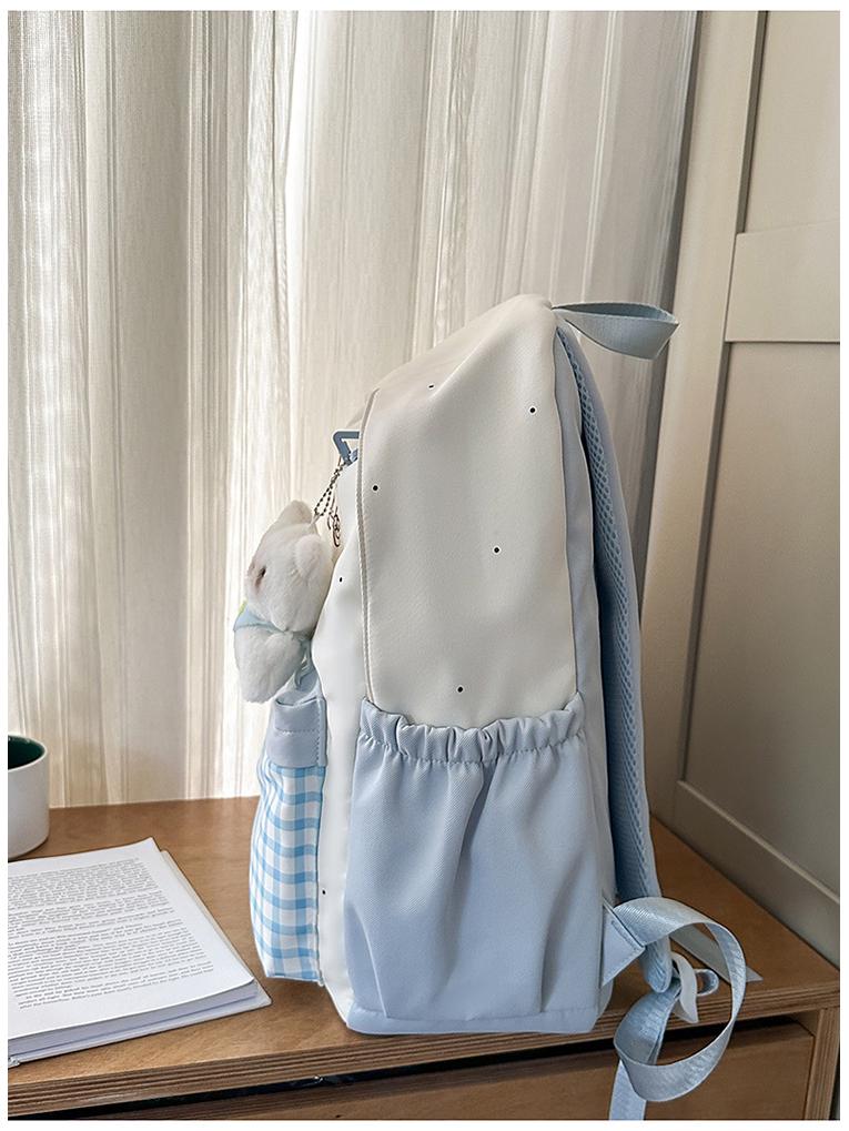 New Color Block Backpack for High School & College Women - Campus, Mori Style