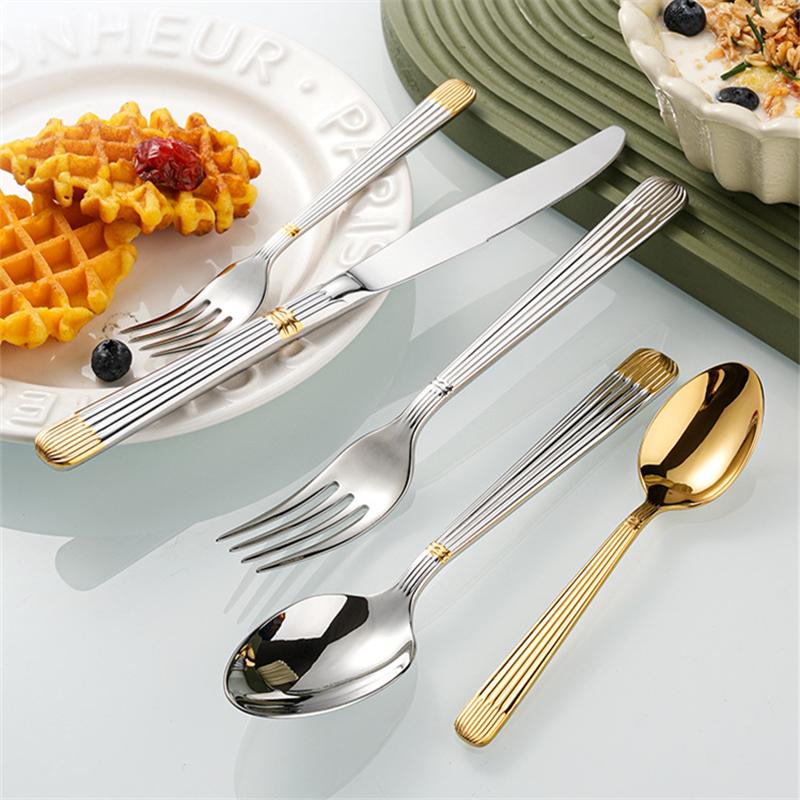 Half Gold Roman 304 Stainless Steel Cutlery Tableware Set Luxury Weeding Holiday Gift Knife Spoon Fork Teaspoon Teafork Service