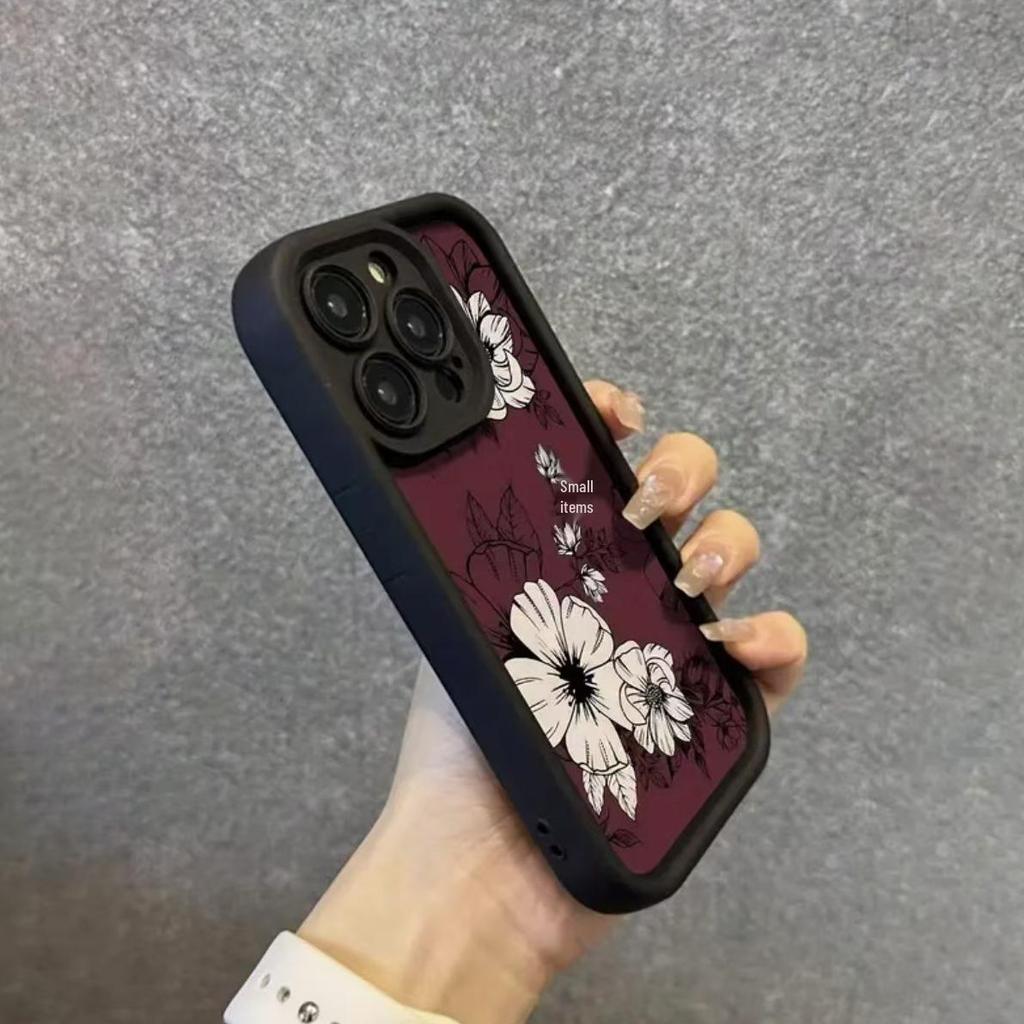 Cross-border Elegant White Flower Phone Case for iPhone 13/14 Pro, 15/16 Pro, 15 Pro Max
