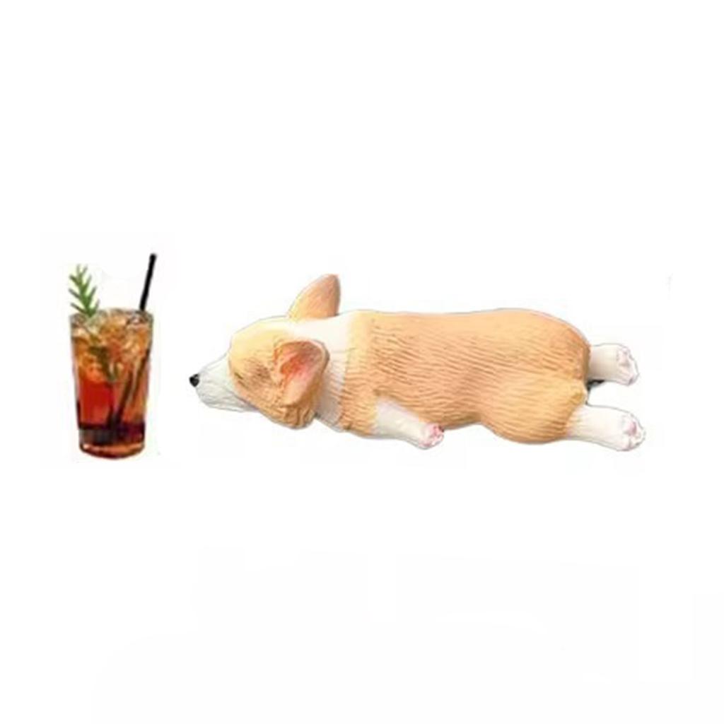 Cute Car Accessory With Mini Resin Corgi And Drink Sleeping Corgi Car Dashboard Decoration Funny Dog Rearview Mirror Decor