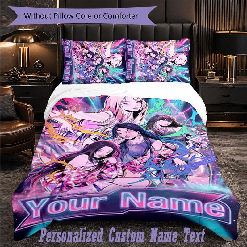 Personalized 3Pcs Bedding Setaespa Custom Text Duvet Cover Pillowcase Set Bedroom Gift