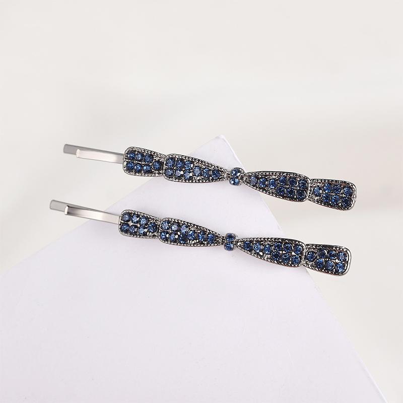 CHIMERA 2-Piece Rhinestone Butterfly Hair Clips, Side Clips for Bangs, Hairpins, Blue