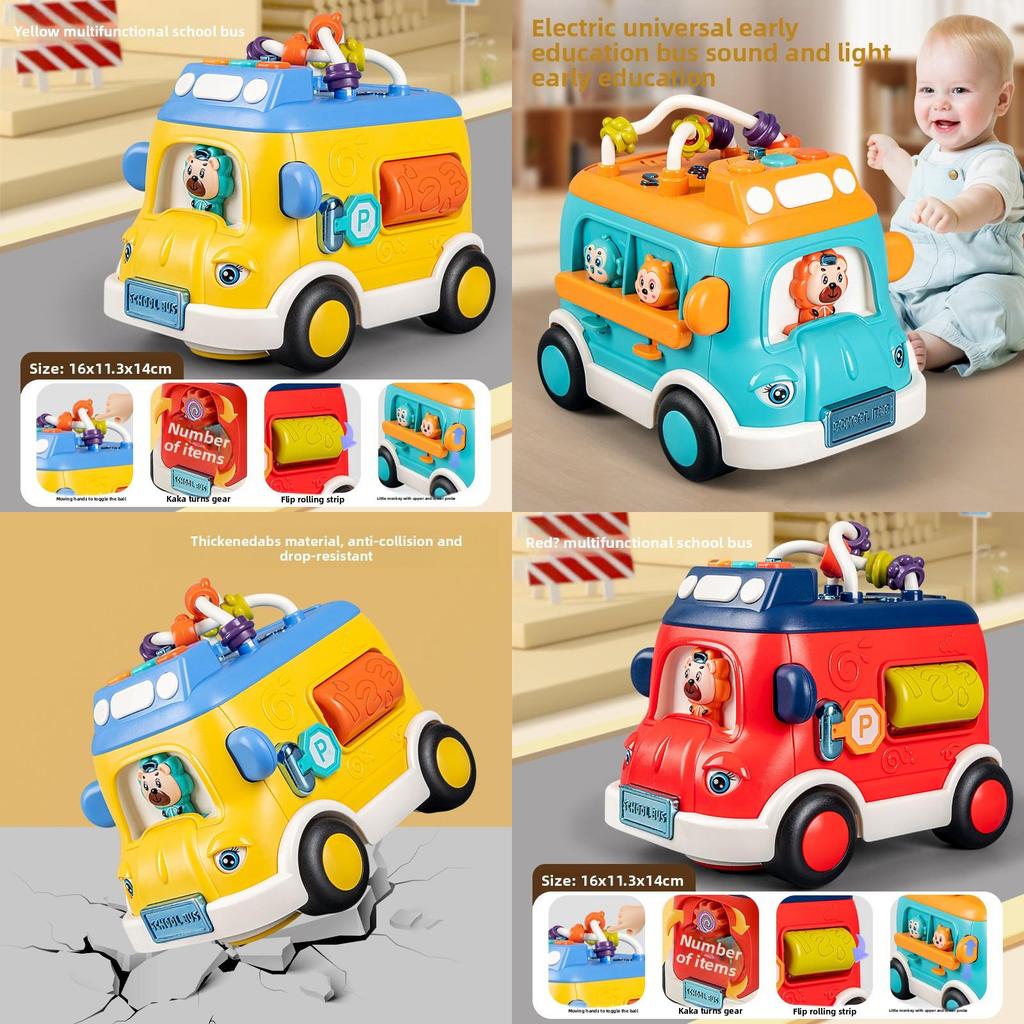 Multifunctional School Bus Light Sound Educational Toy For Toddlers Boys And Girls