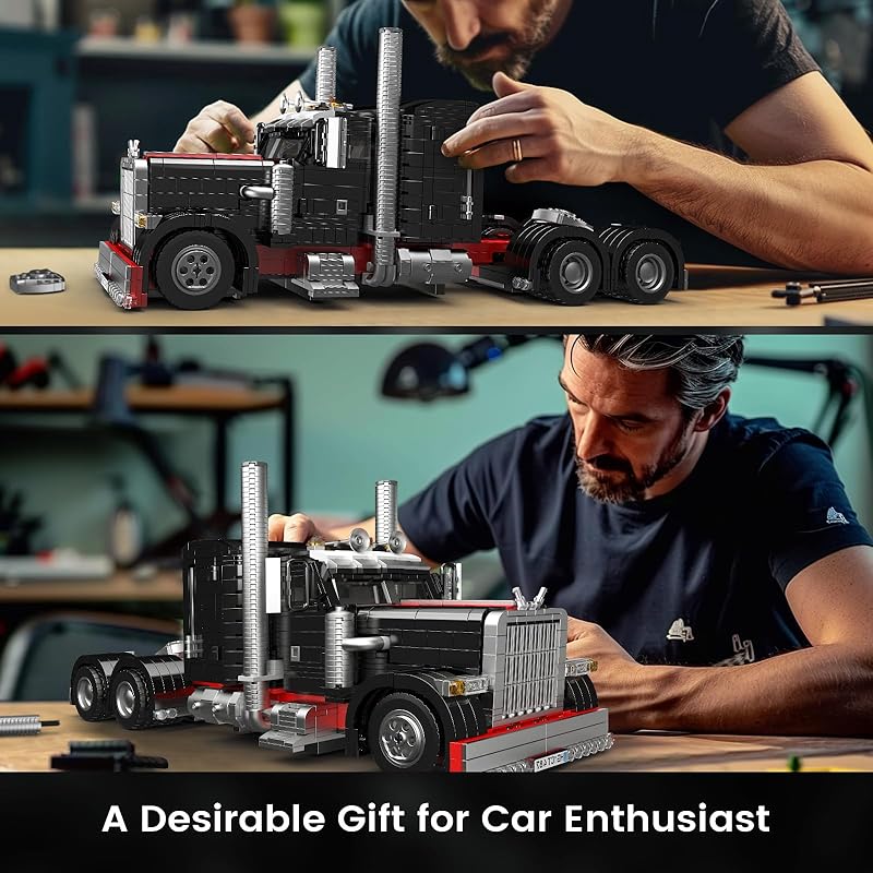 Mold King 10037 Technik technology americký nákladní vůz černé modelové stavebnice sada, kreativní věda a technika nákladní vůz stavebnice sada auto