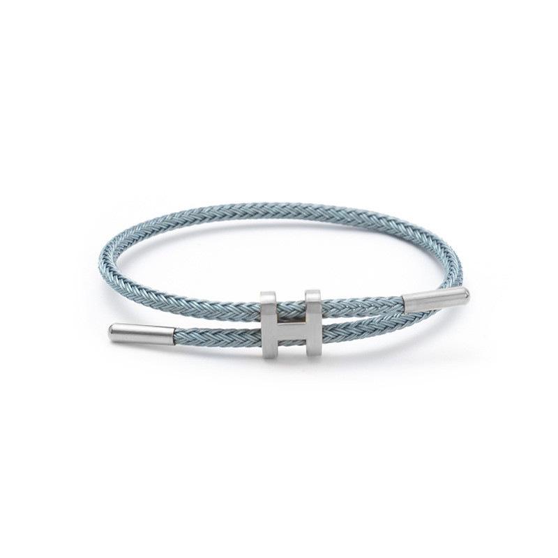 Bracciale in Acciaio a Forma di H: Acciaio Inossidabile Regolabile, Oro 3D, Impermeabile, Resistente al Sudore, Design a Corda