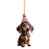 7Pc Set of Dachshund Acrylic 2D Pendants for Christmas, Christmas Tree Decorations, Car Interior Ornaments, Halloween and Christmas Gifts