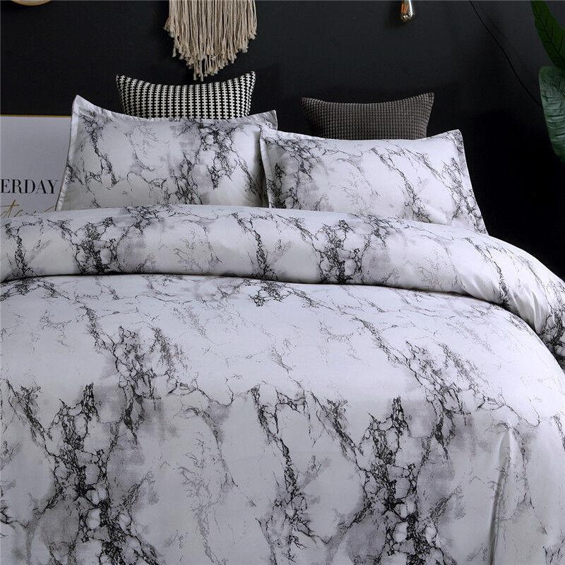 Versatile Marble Pattern Soft Bedding Duvet Cover Set With Matching Pillowcase Choices