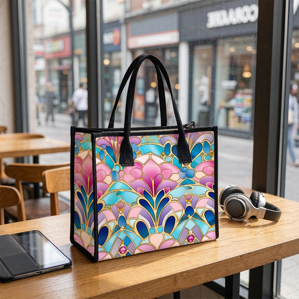 Fashion Stained Glass Pattern Tote Bag Daily Use Handbag for Women Casual Totes