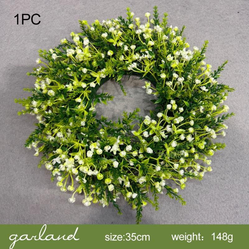 

Весенняя искусственная зелень для витрин и домашнего декора. Гирлянды из искусственных цветов: Колосья пшеницы, Лаванда, Падающие звезды. Medium белый/зелёный