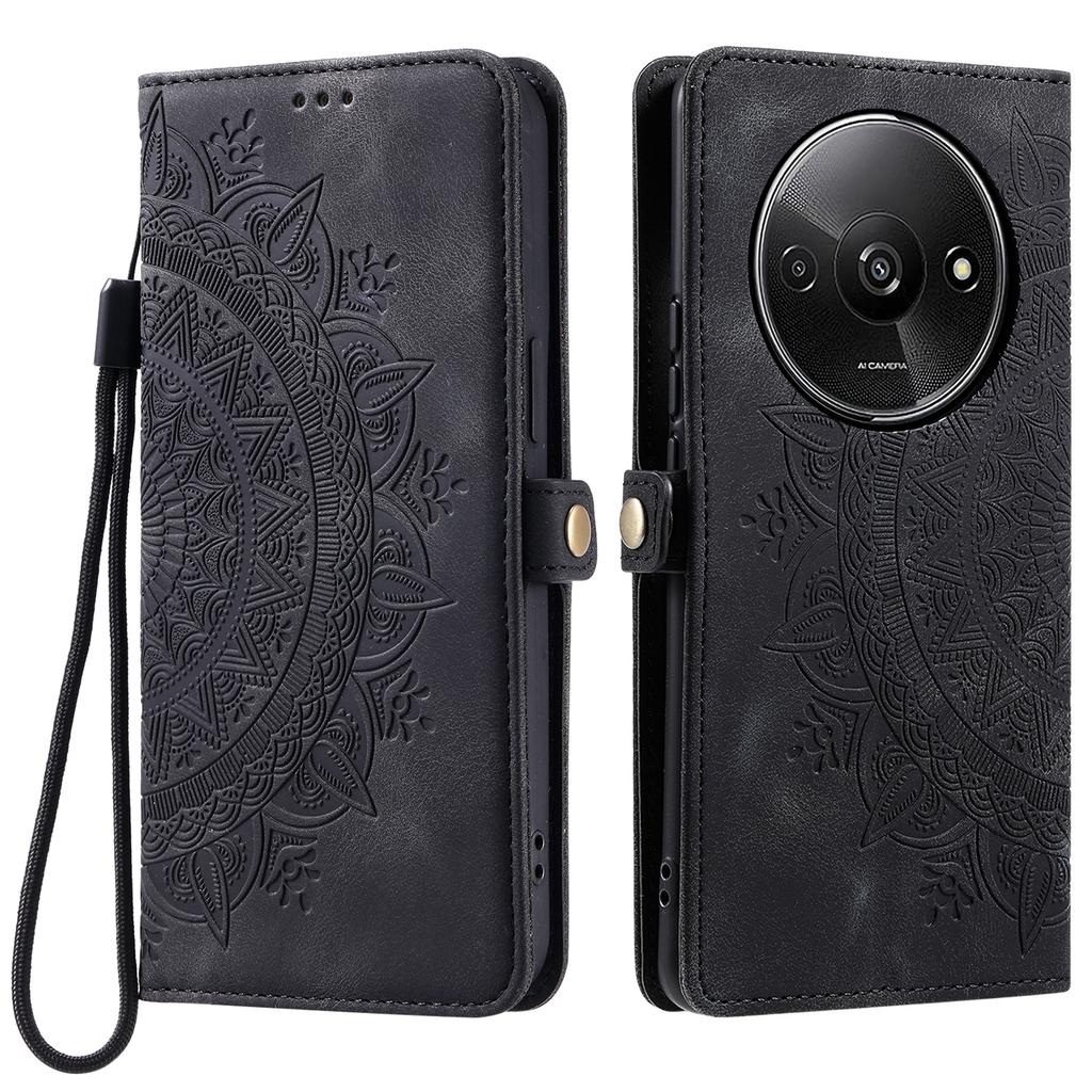 Style 016 For Xiaomi Poco C61 4G/Redmi A3 4G Case Skin Feel Totem Imprinted Wallet Leather Phone Cover