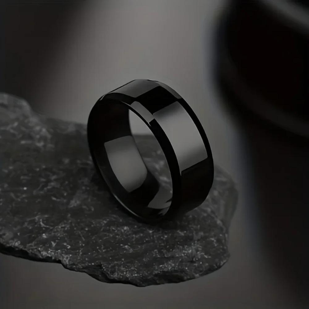 Edelstahl Klassisch Schwarz Herren Ringe Schmuck