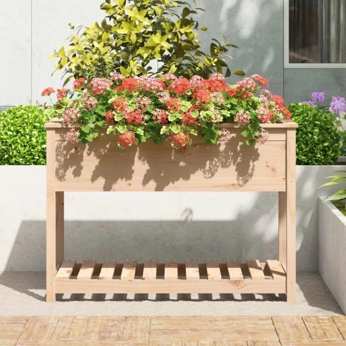 VidaXL Jardinière avec étagère 111,5x54x81 cm Bois massif de pin 823787