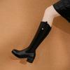 Spring and Autumn fashion high boots non-slip rubber platform heel comfortable women's boots European and American side with zipper fashion boots