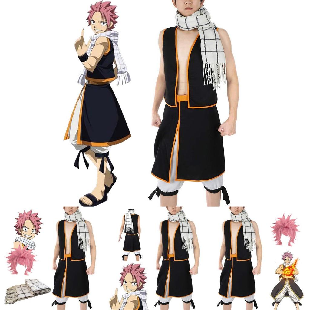 High-quality Natsu Dragneel Fairy Tail Cosplay Top And Skirt Full Set For Halloween