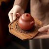 Small Walnut Wood Window Grille Dry Bubble Tea Tray