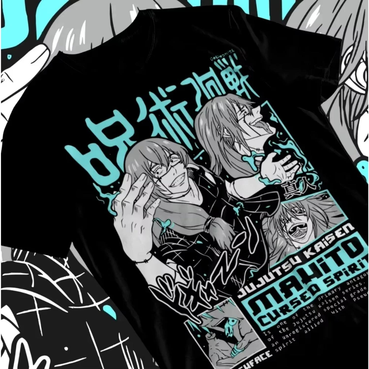 

2026 Fashion New Anime Jujutsu Kaisen Mahito Shirt Curse Short Sleeve Unisex T-shirt Soft Casual Parent-child T-Shirt Streetwear S чёрный