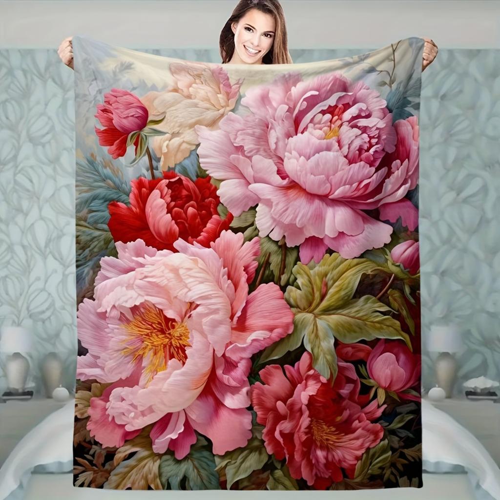 Animal Floral Pattern Blanket Flannel Blanket Suitable For Camping Travel Sofa Bed Use Comfortable Warm