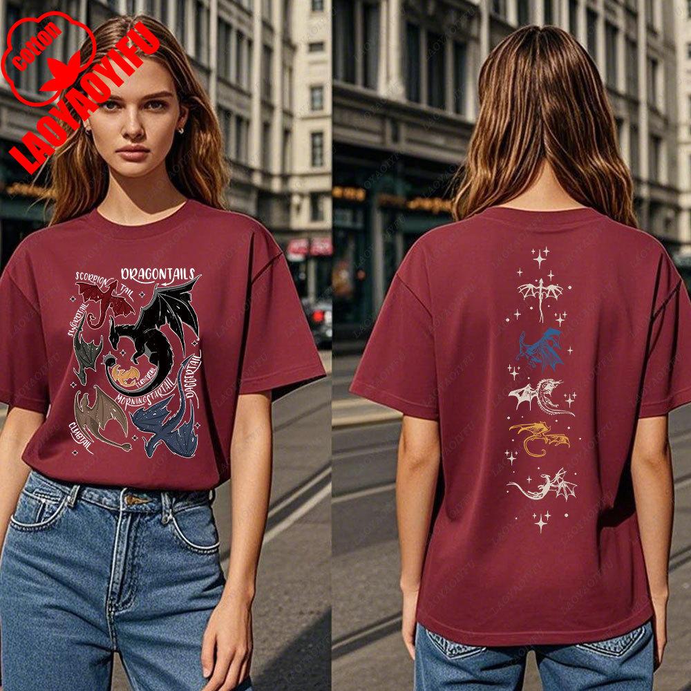 Fourth Wing DoubleSided TShirt Basgiath War College TShirt Women Tshirts High Quality Cotton Short Sleeve Graphic Vintage Tee
