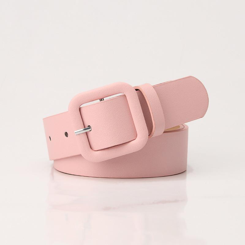Elegant Ladies Faux Leather Belt With Geometric Buckle For Chic Sophisticated Look