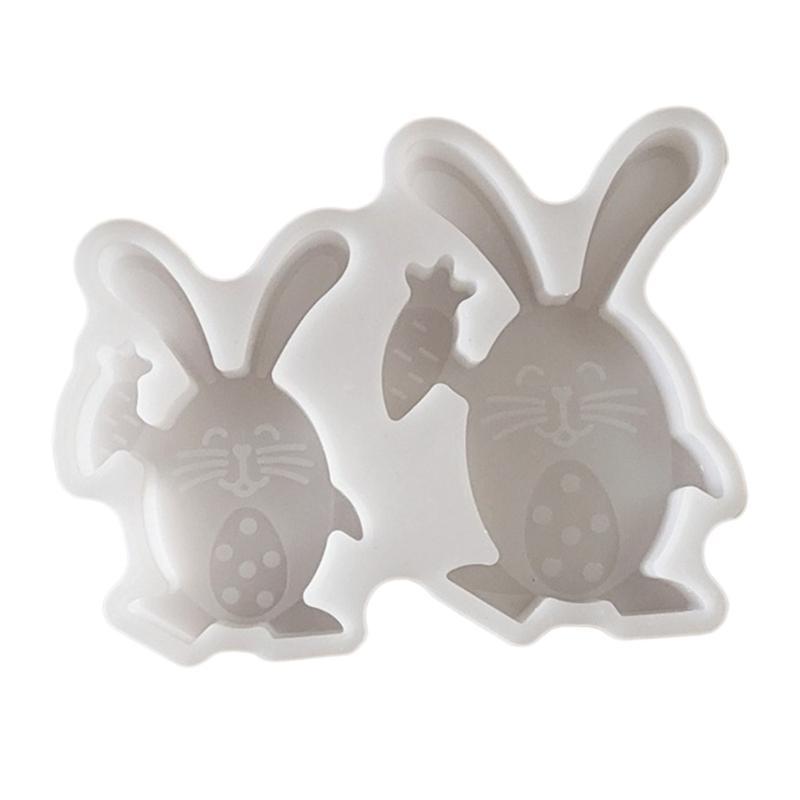 652F Rabbits Figurine Silicone Molds Animal Statue Silicone Molds for Epoxy Resin Making Gypsum Decoration