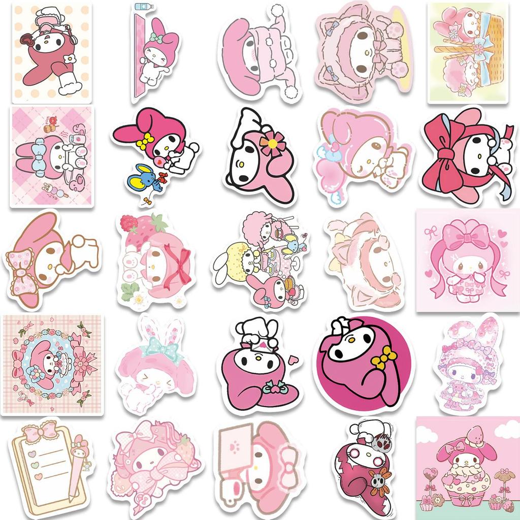 50PCS Cute My Melody Cartoon Stickers for DIY Decoration – Waterproof for Phone Cases, Suitcases, Water Bottles, Desktops