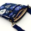 Japanese Floral Canvas Phone Crossbody Bag Women Multi Pocket Shoulder Bag Travel Passport Wallet Cell Phone Purse with Adjustable Strap