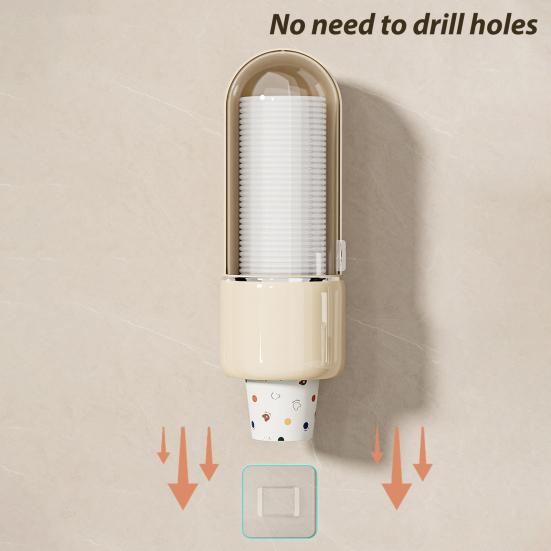 Yousheng Wall Mount Disposable Cup Dispenser Large Capacity Dustproof Transparent Design Easy to Install Water Cooler Cup Holder