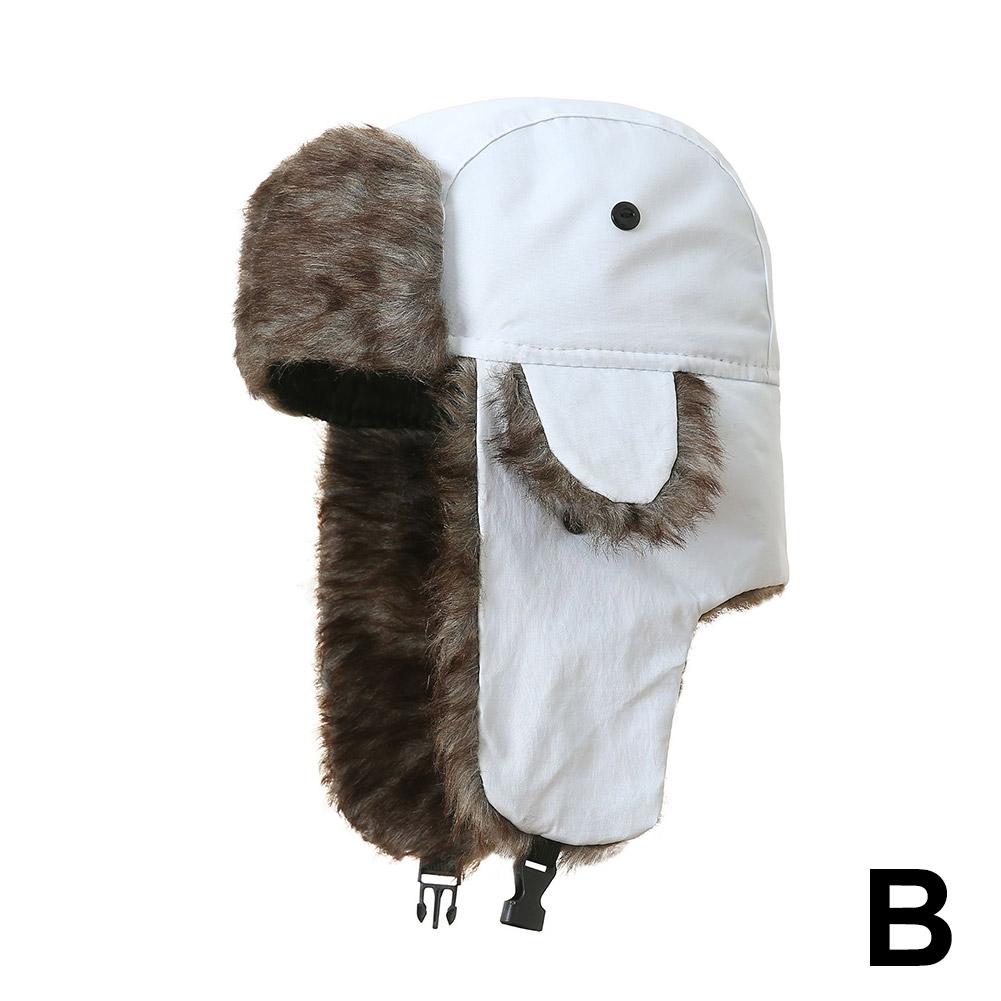 

Men Women Russian Hat Trapper Bomber Hats Winter Thermal Outdoor Lei Faux Snow Hat Ushanka Fur Earflap Caps For Outdoor Cycling белый