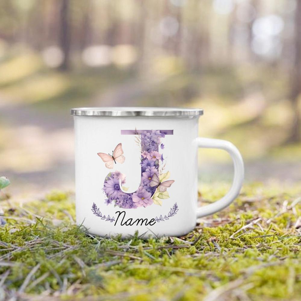 Personalisierte Tasse Floraler Initialen Name Tasse Individuelle Kaffee Heißschokolade Tassen Hochzeit Geburtstag Muttertag Weihnachten Geschenke für Sie