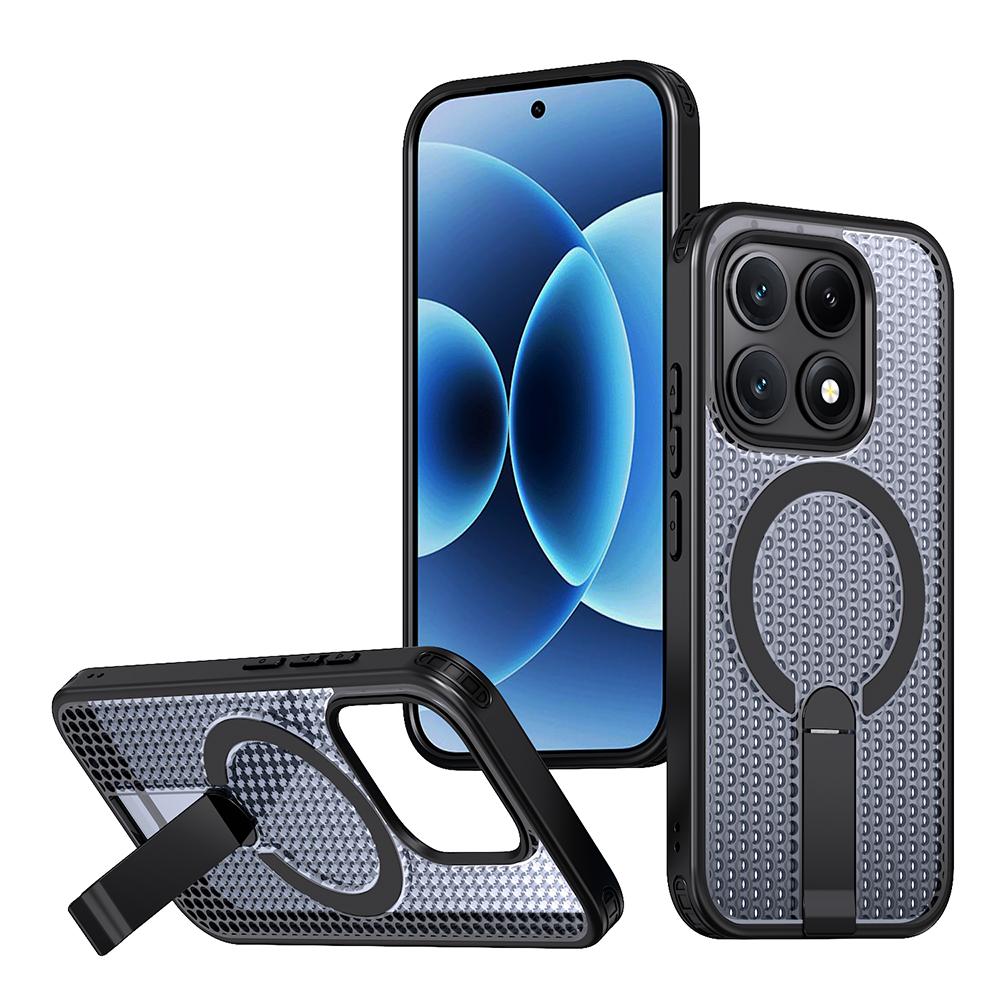 KEYSION Hollow Heat Dissipation Magnetic Case for MagSafe for Xiaomi 17 Cooling Hide Stand Shockproof Phone Cover for Xiaomi 17