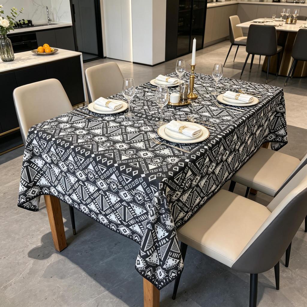 Dining Kitchen Party Event Cotton Linen Washable Rectangle Tablecloth