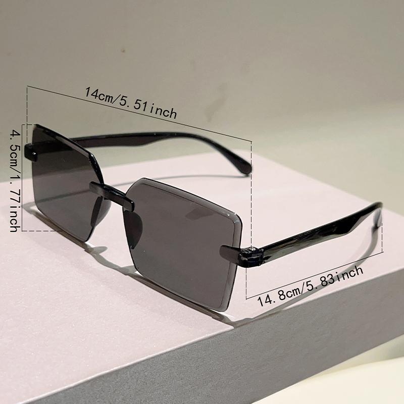 Rimless Square Sunglasses Fashion Vintage Gradient Outdoor Sun Glasses Women  Ins Trendy Brand Design Decor Shades