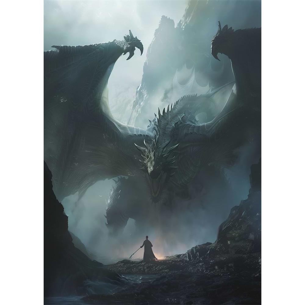 Das Erwachen des mythischen Drachen Diamantmalerei 5D DIY Kunstmuster Druck-Kit Puzzle Leinwand Mosaik-Stickerei Heimdekoration