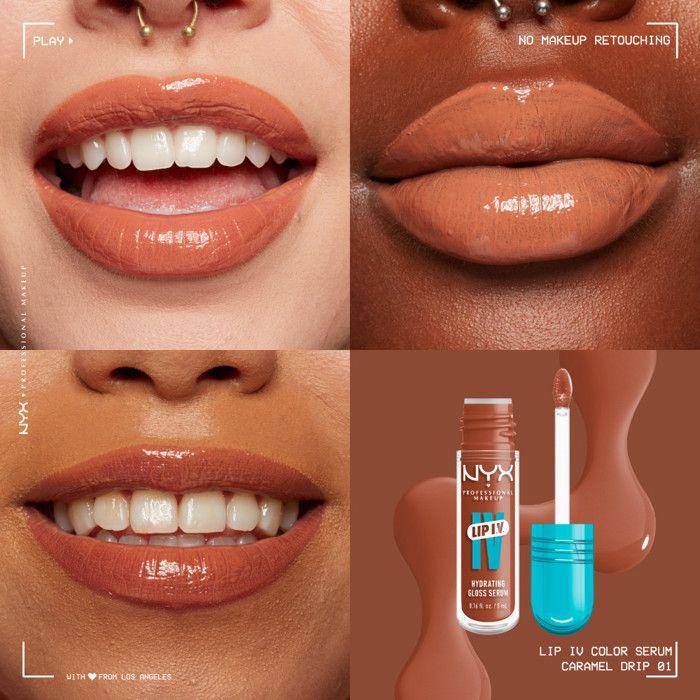 NYX Professional Makeup, Lip IV, Gloss, jusqu'à 12h d'hydratation, hautement pigmenté, fini brillant, Caramel Drip