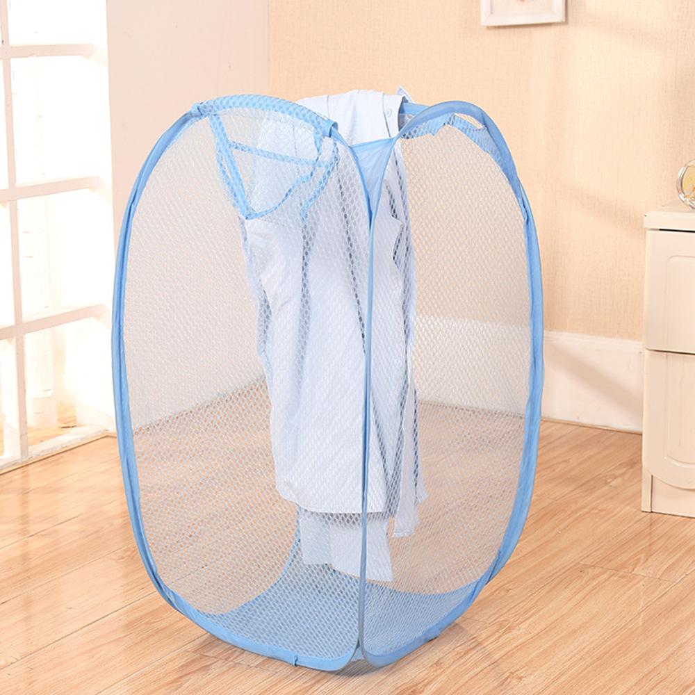 

Mesh breathable laundry basket, foldable large size 40 * 40 * 70 miscellaneous laundry basket, simple and large capacity miscell XXL небесно-голубой