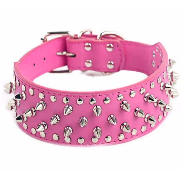 Spiked Large Dog Collar For Medium Large Breeds L-3XL Pitbull Mastiff Boxer PU Leather 4 Colors Big Dog Collar for Large Dog