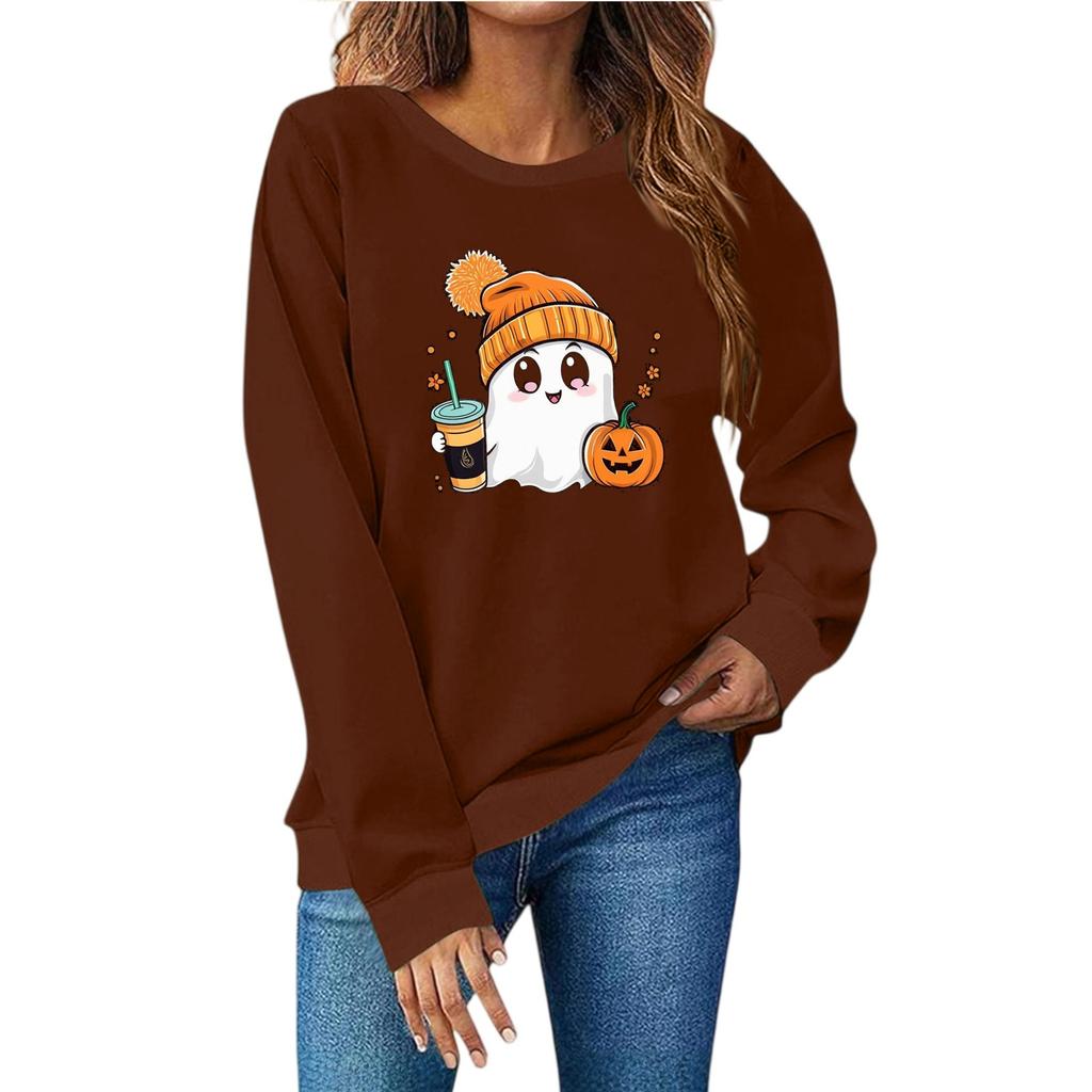 Women's Fashion Casual Print Casual Long Sleeve Round Neck Sweatshirt Top