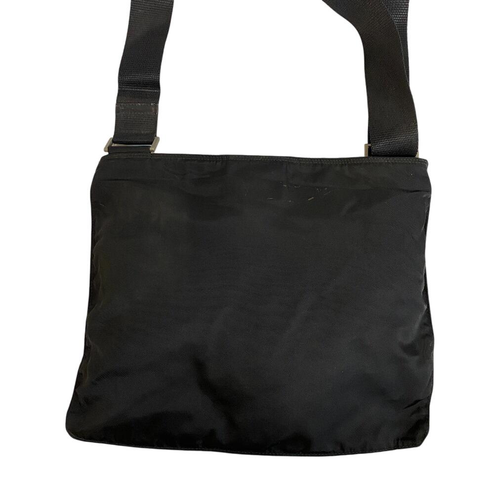 PRADA Sacosh Triangular plate Nylon Shoulder Bag black Nylon Used