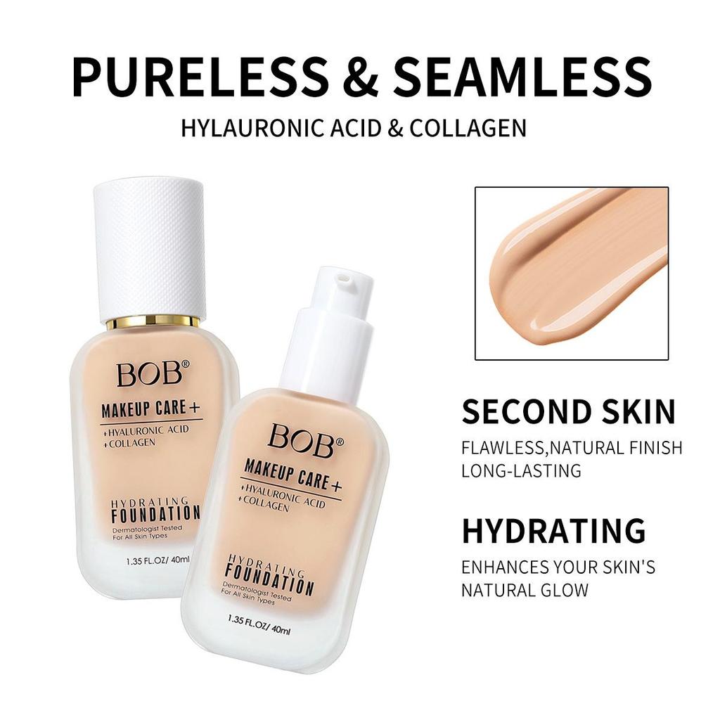 BOB Base de Maquillaje Líquida Hidratante Corrector Larga Duración que No se Transfiere Ni se Acumula Control de Grasa Base de Maquillaje Hidratante Mate Crema