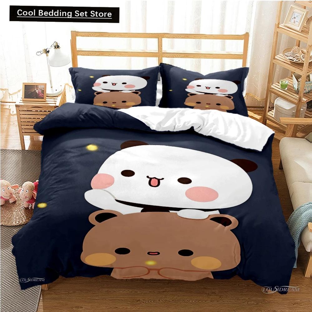 Cute Bubu Dudu Cartoon Bear Panda Duvet Cover kawaii Bedding sets Soft Quilt Cover and Pillowcases Single/Double/Queen/King Boys
