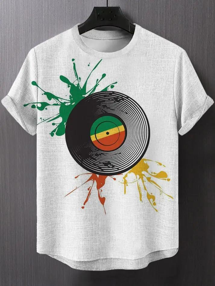 Übergröße Mode Damen T-Shirt Musik 3D T-Shirt Schwarz Weiß Streetwear Lässig Kurzarm Herrenbekleidung Party T-Shirts Oberteile