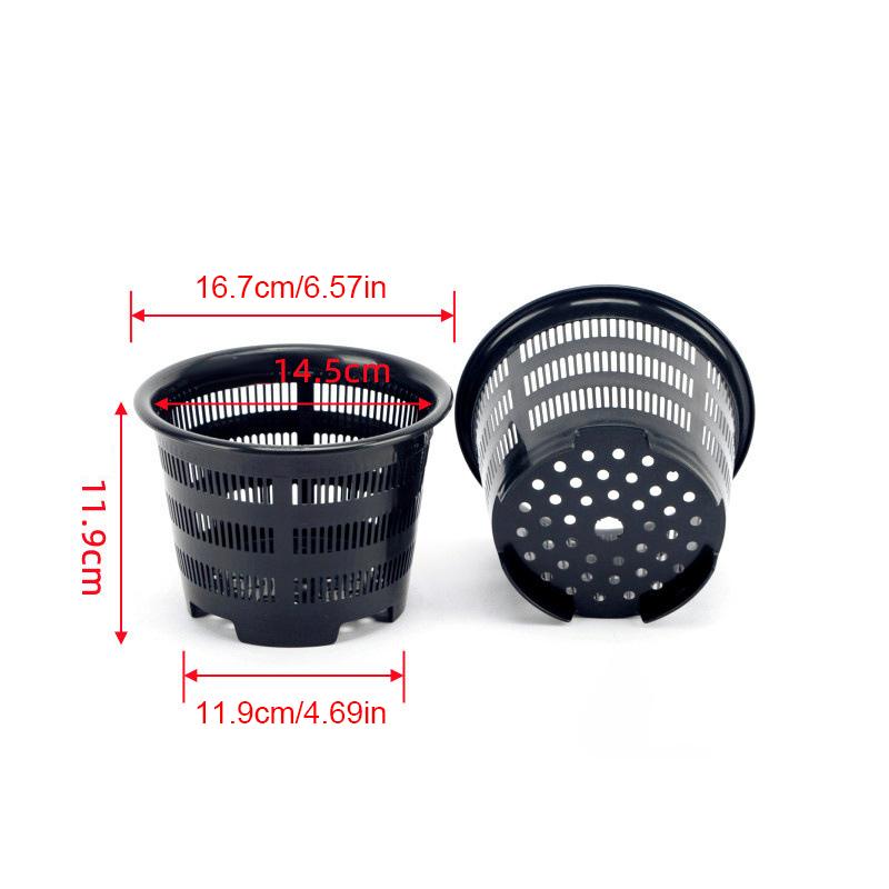 Orchideen-Becher aus durchsichtigem Netzgewebe, Topfpflanze, Blumen-Kinderzimmer-Tablett, Korb, atmungsaktiver Kunststoffbehälter, Loch zum Aufhängen, Weiß/Schwarz