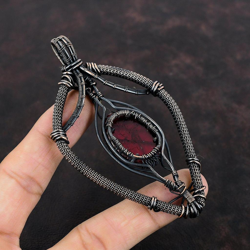 Baum des Lebens Roter Feuer-Labradorit Anhänger Kupferdraht umwickelter Anhänger Regenbogenmondstein Schmuck Edelsteinanhänger Handgefertigter Schmuck zum Geschenk