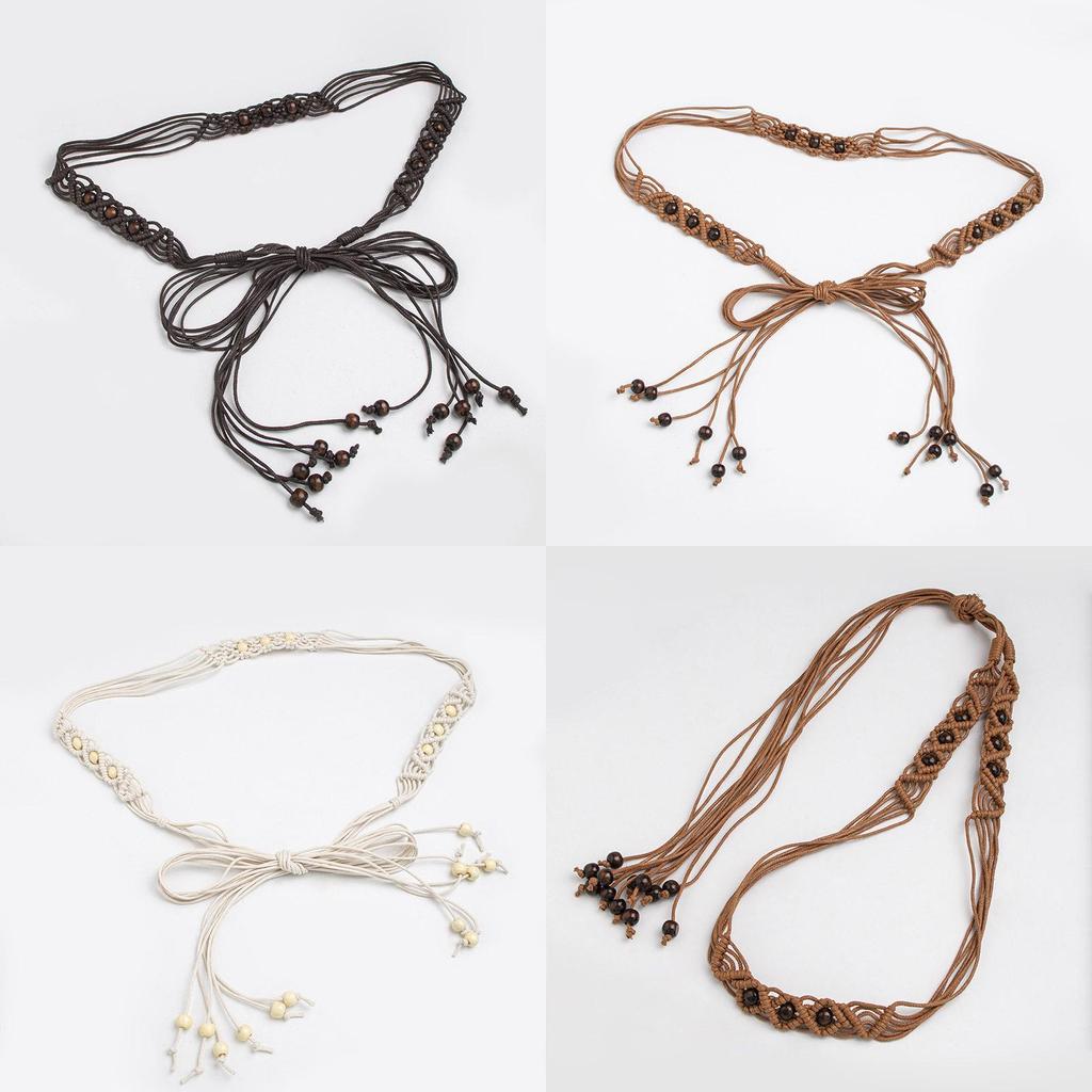 Bohemian Waist Rope Belt Handmade Cotton And Linen Material With Tie Closure For Relaxed Summer Looks