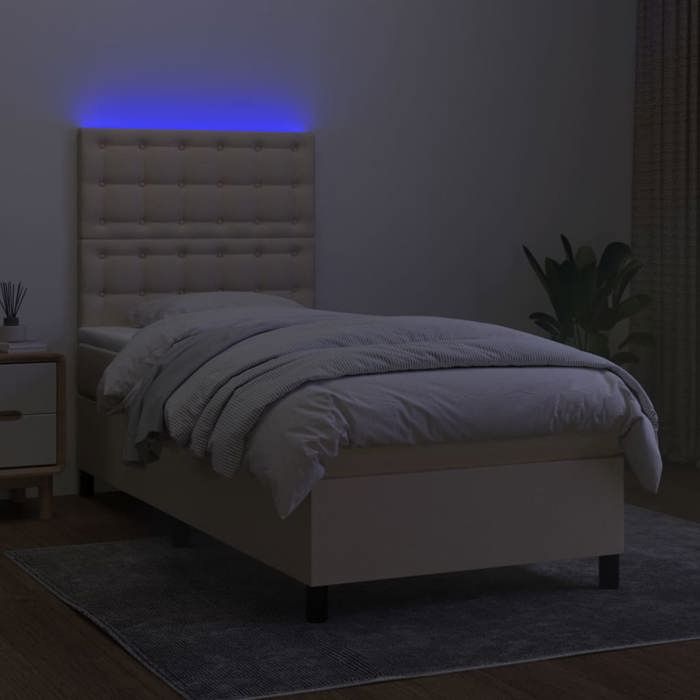 Maison Exclusive - Sommier à lattes de lit et matelas et LED Crème 80x200cm Tissu