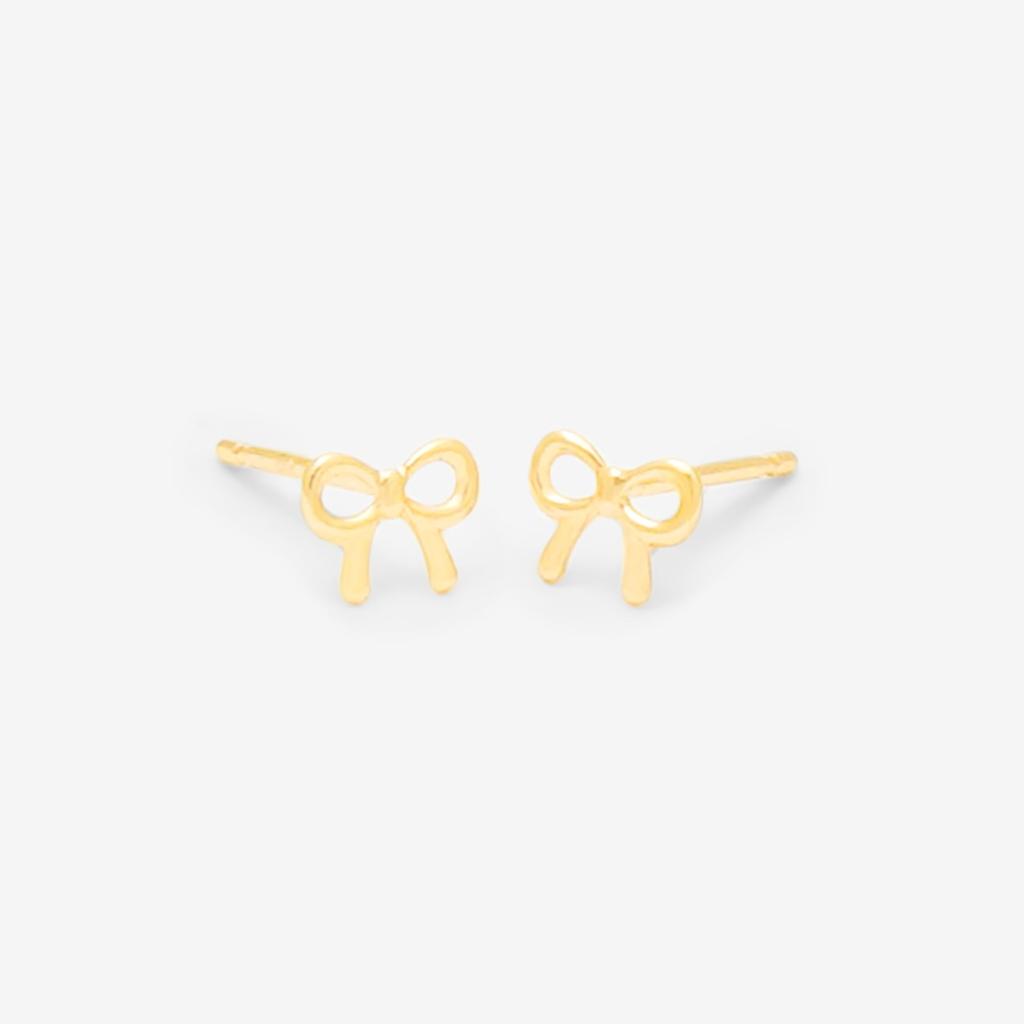 ESTELLE [Official] Women's K10 Yellow Gold Ribbon Motif Earrings 0202-3412-0019-0000