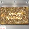 2D Sparkle Gold Happy Birthday Backdrop Adult Birthday Photoshoot Banner