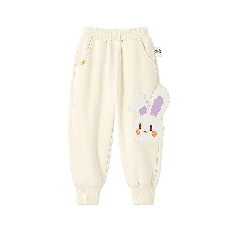 Bduck Fleece-Lined Yellow Duck Children's Warm Sweatpants for Boys - Winter Long Pants